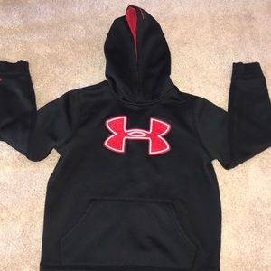 Boys Under Armour medium hoodie, black and red